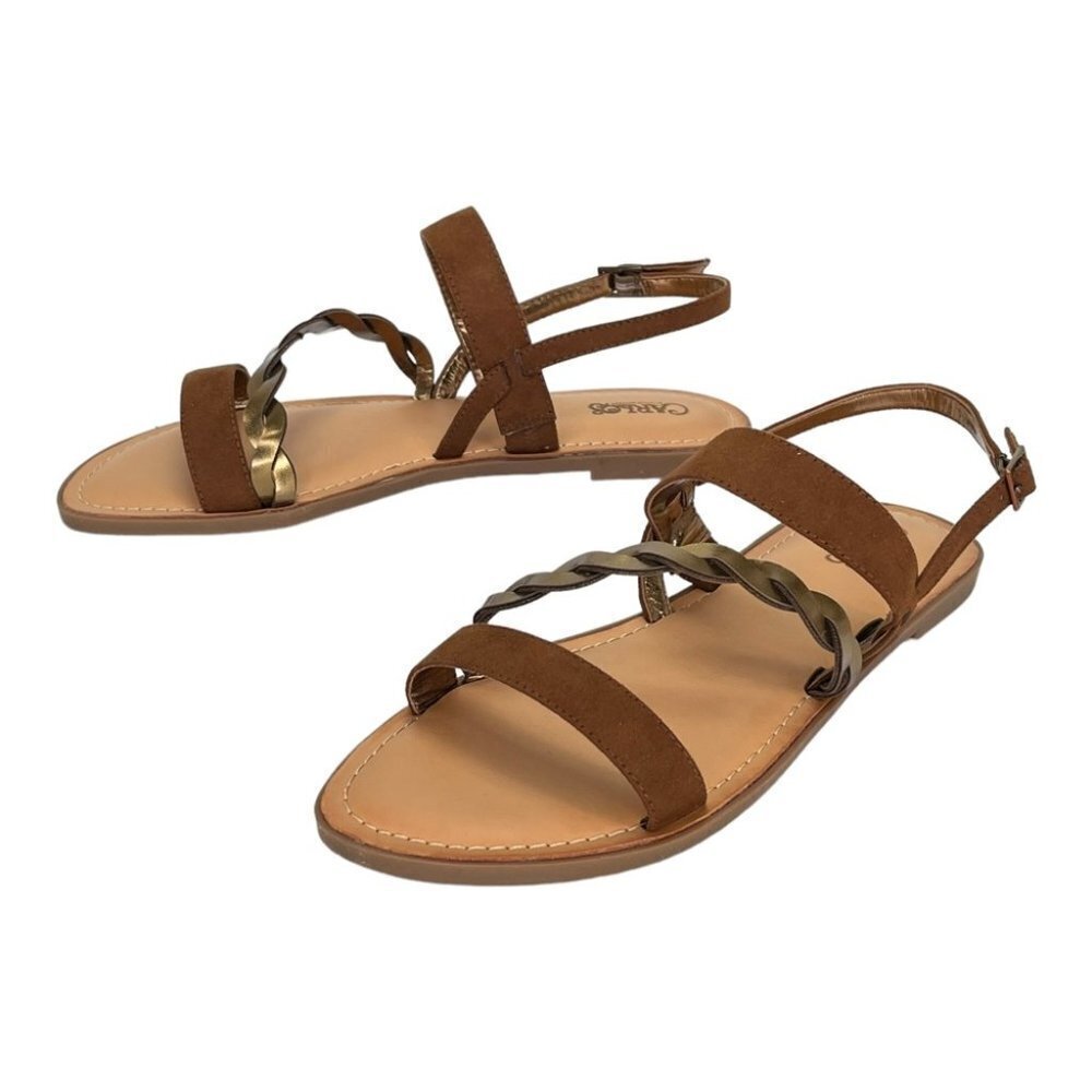 Carlos Santana Radley Brown Faux Leather Slingback Womens Sandals Size 9M - Picture 8 of 9